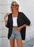 Summer Knit 3/4 Sleeves Black Boho Cardigan